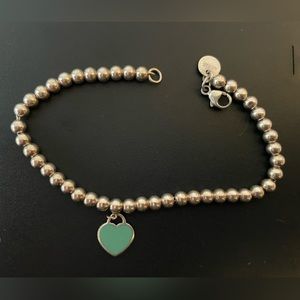 Tiffany Blue Heart Tag Bead Bracelet